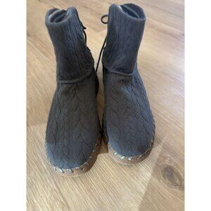 MUK LUKS Cable Knit Boots - Hoboken women's 7 Medium Gray Grey‎